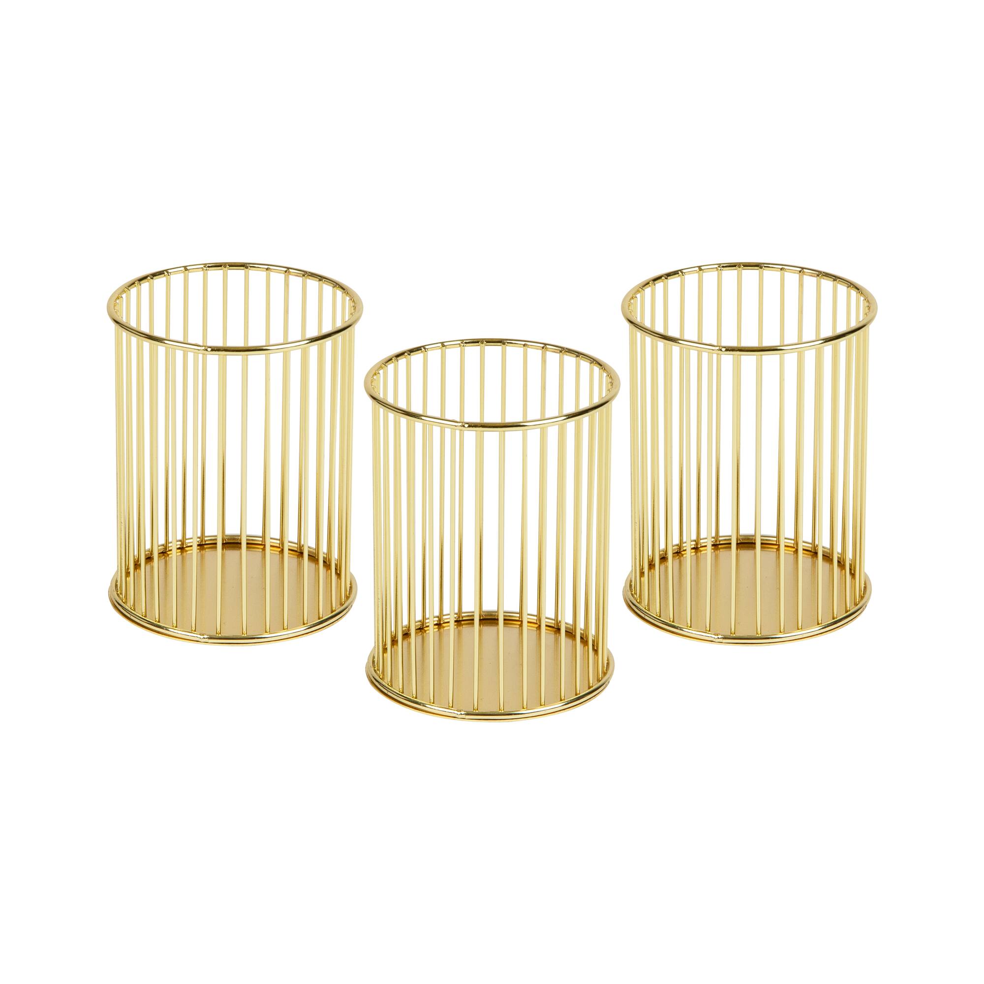 Mind Reader Pen and Accessories Holder, Desktop Organizer, Office, Metal , Set of 3, Gold